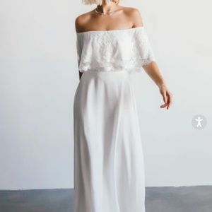 Gloria White Lace Chiffon Gown - White